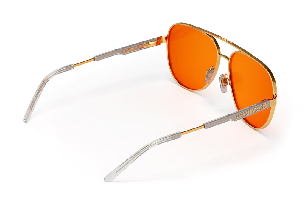 Heat Wave Incline Polished Gold Frame Amber Lens Sunglasses