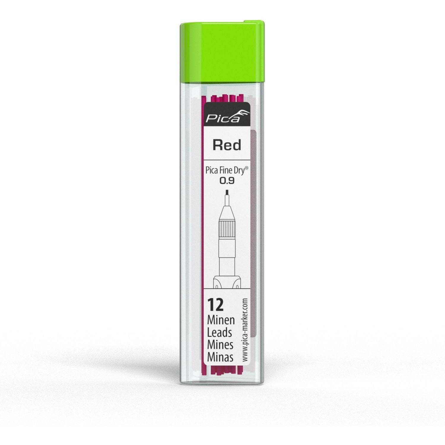 Pica 7031 Red Fine-Dry Refill Lead, 12-Pack