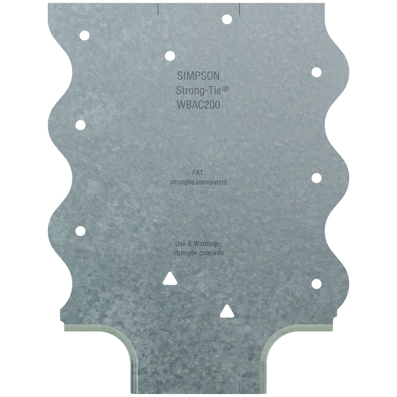 Simpson Strong-Tie WBAC200-R50 WBAC Wood Backing Steel Connector for 2-in. Flange, 50-Pack