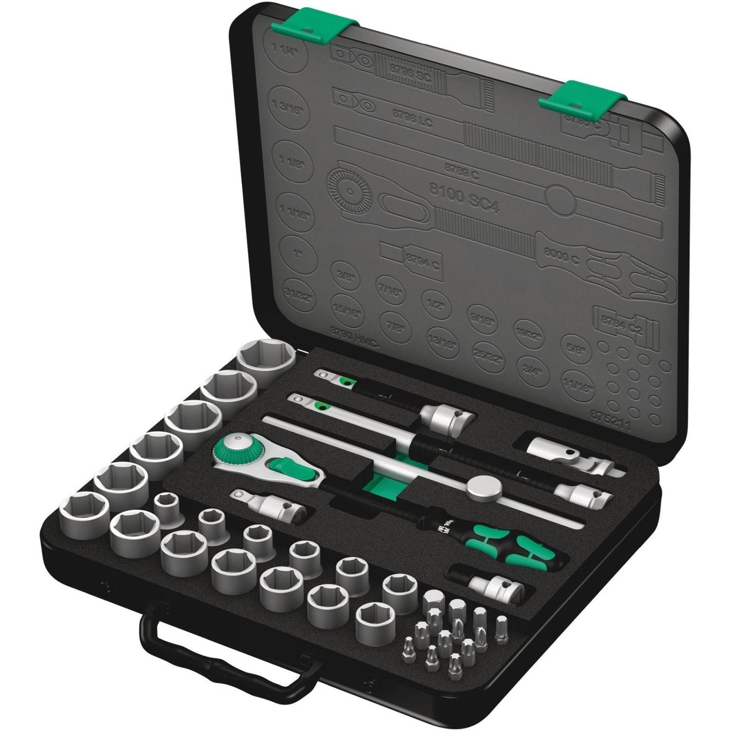 Wera 8100 Sc 4 Zyklop Speed Ratchet Set, 1/2-in. Drive, Imperial, 38-Pieces