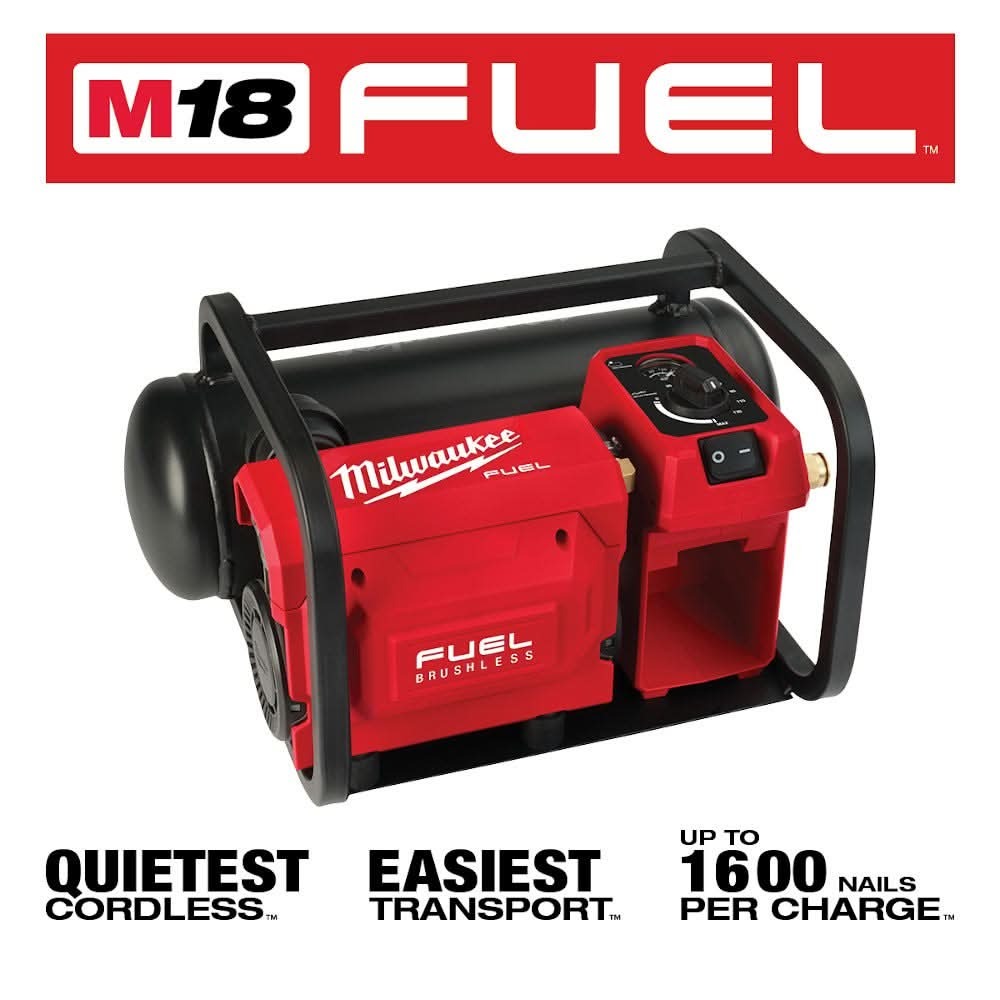 Milwaukee 2840-20 M18 FUEL 2-Gallon Cordless Compact Quiet 68db Compressor, Tool Only
