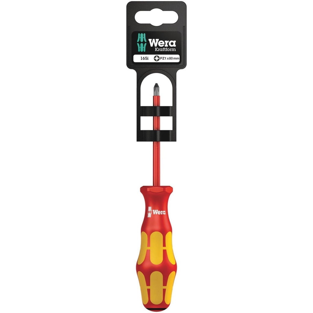 Wera 165 I Pz SB VDE Insulated Screwdriver For Pozidriv Screws, Pz 1x80-mm.