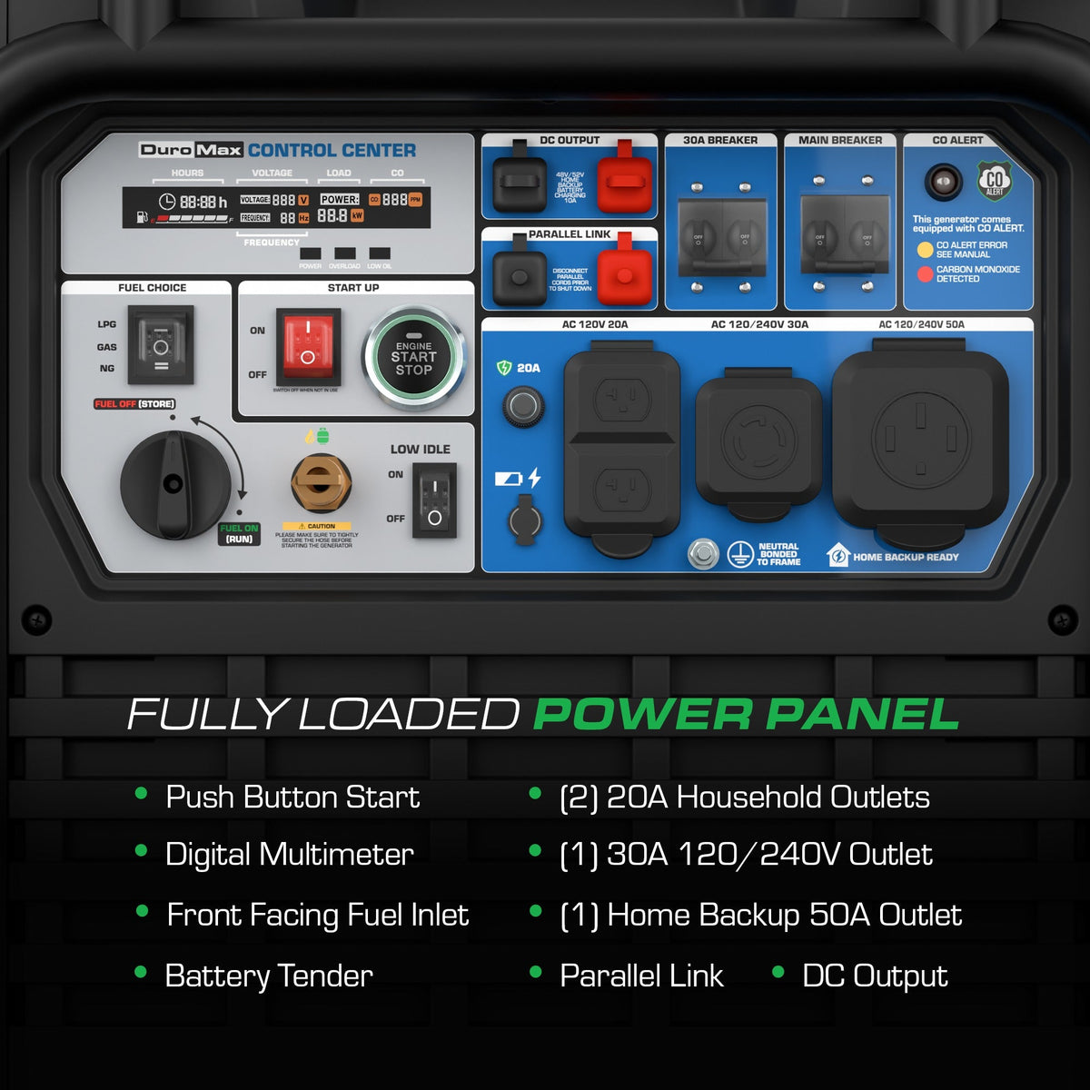 DuroMax XP13500iHT 13,500-Watt 550cc Tri-Fuel Portable Inverter Generator with CO Alert (XP13500iHT)