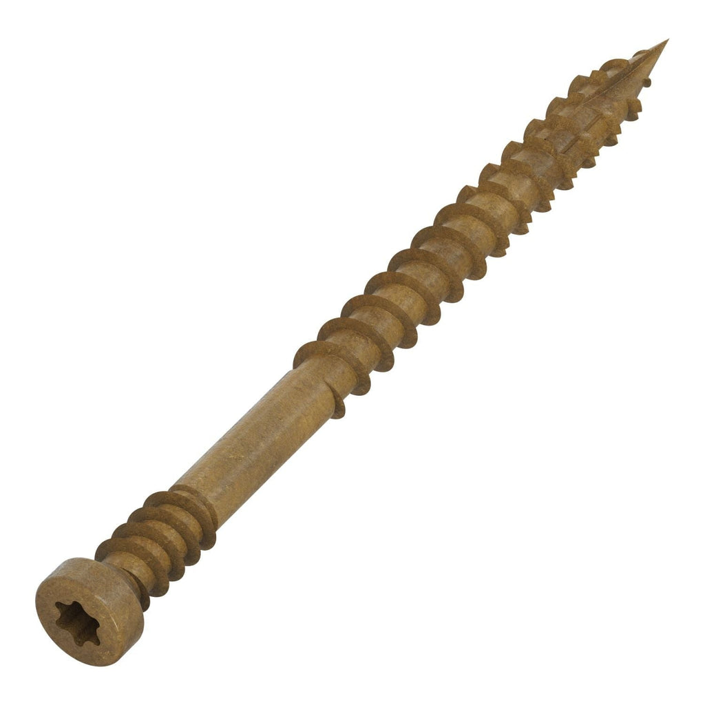 Simpson Strong-Tie FT07200R100 Finish Trim Screw, #7 x 2-in. T10, Trim-Head, Quik Guard, Tan, 100-Pack