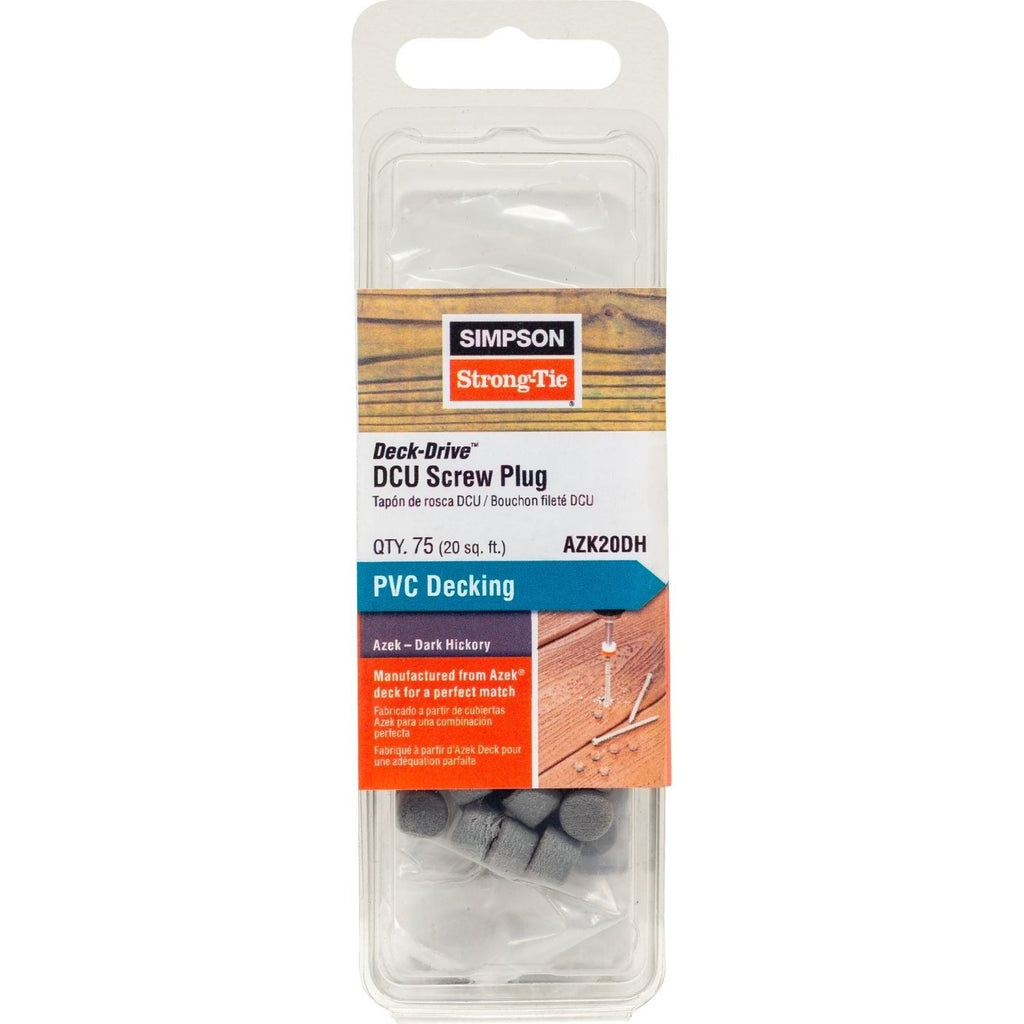 Simpson Strong-Tie AZK20DH Deck-Drive DCU Screw Plug, Azek Dark Hickory, 75-Pack