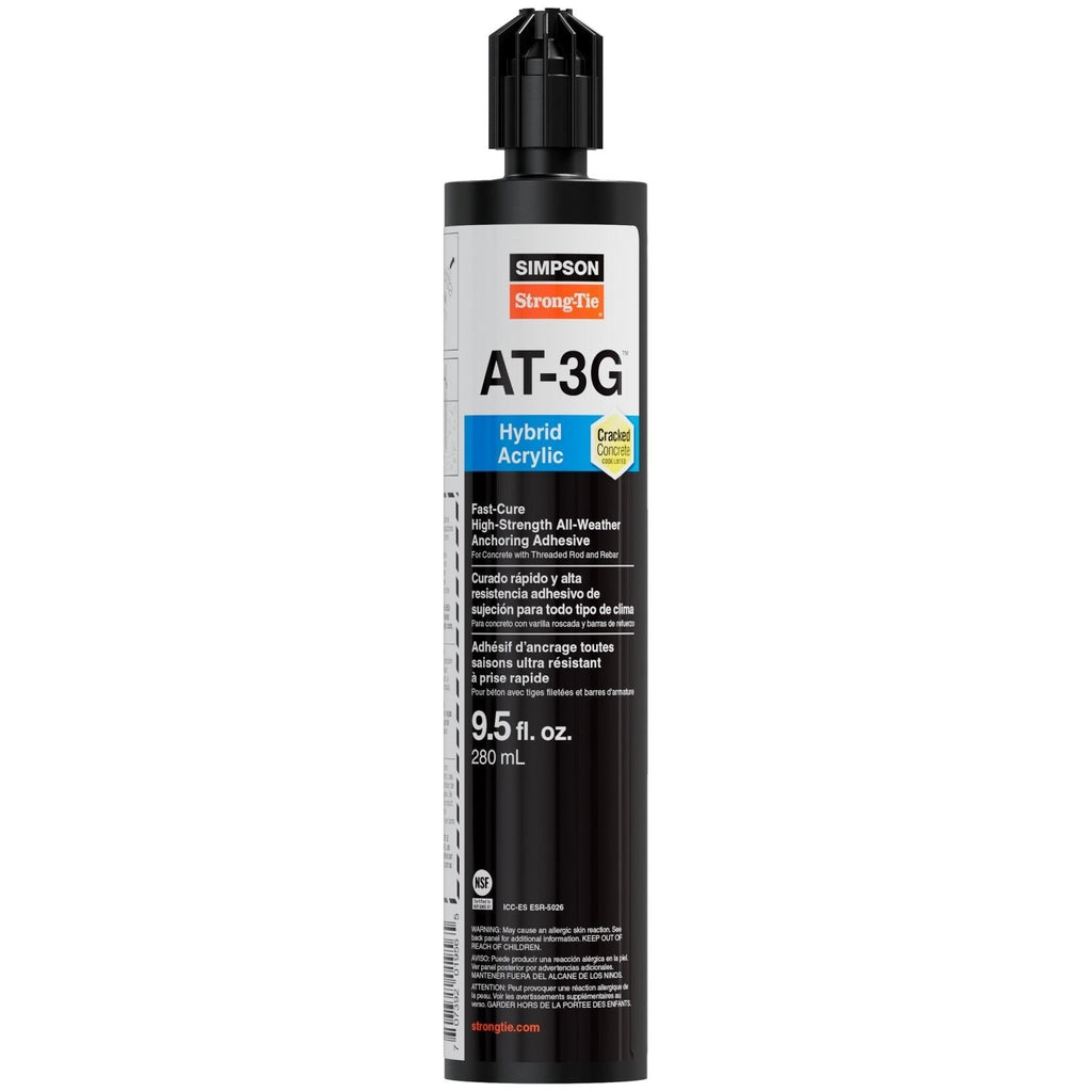 Simpson Strong-Tie AT3G10 AT-3G 9.5-oz. High-Strength Acrylic Anchoring Adhesive Cartridge w/ Nozzle