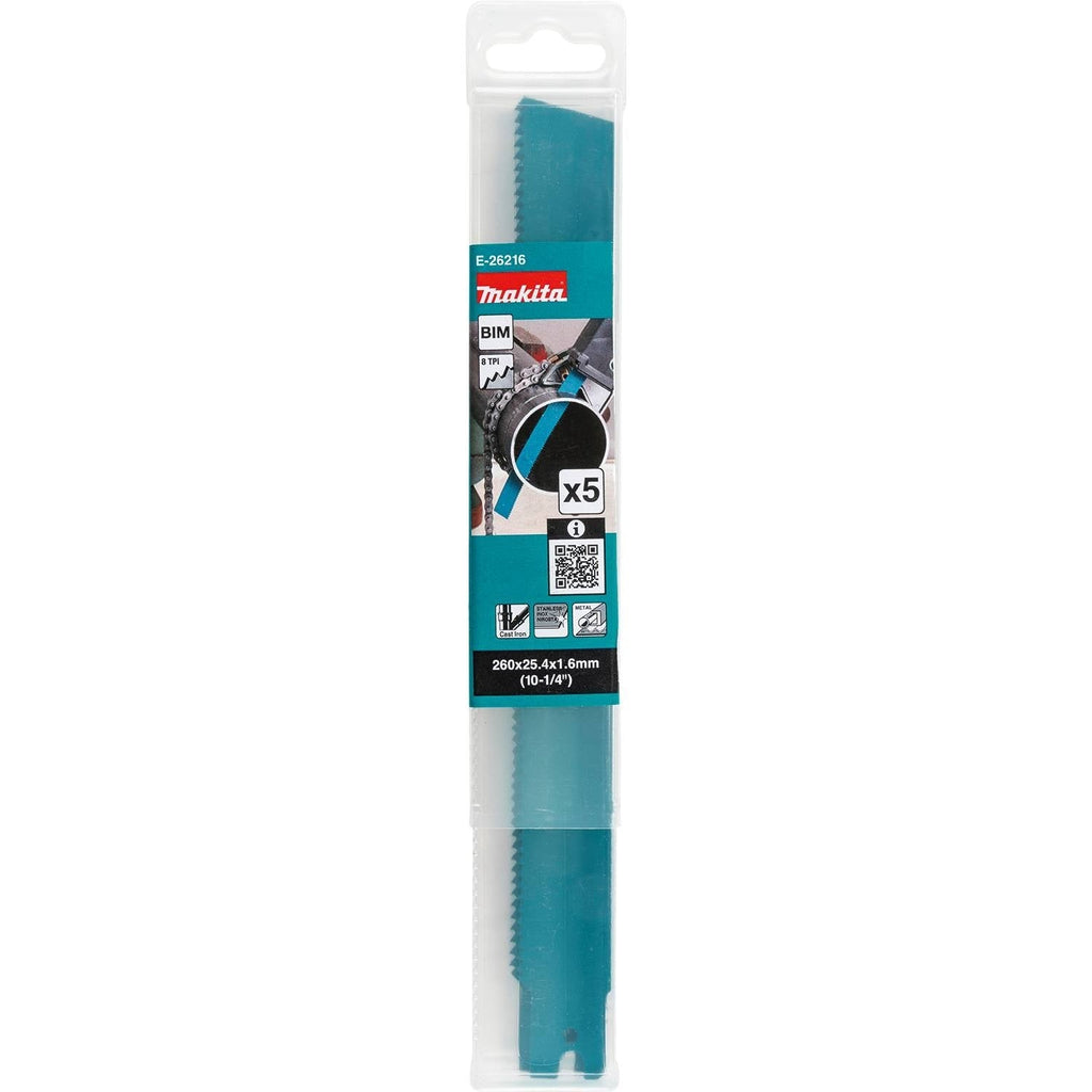 Makita E-26216 10-1/4-in. Metal Pipe Cutting Recipro Saw Blade, 8-TPI, 5-Pack, GRJ03