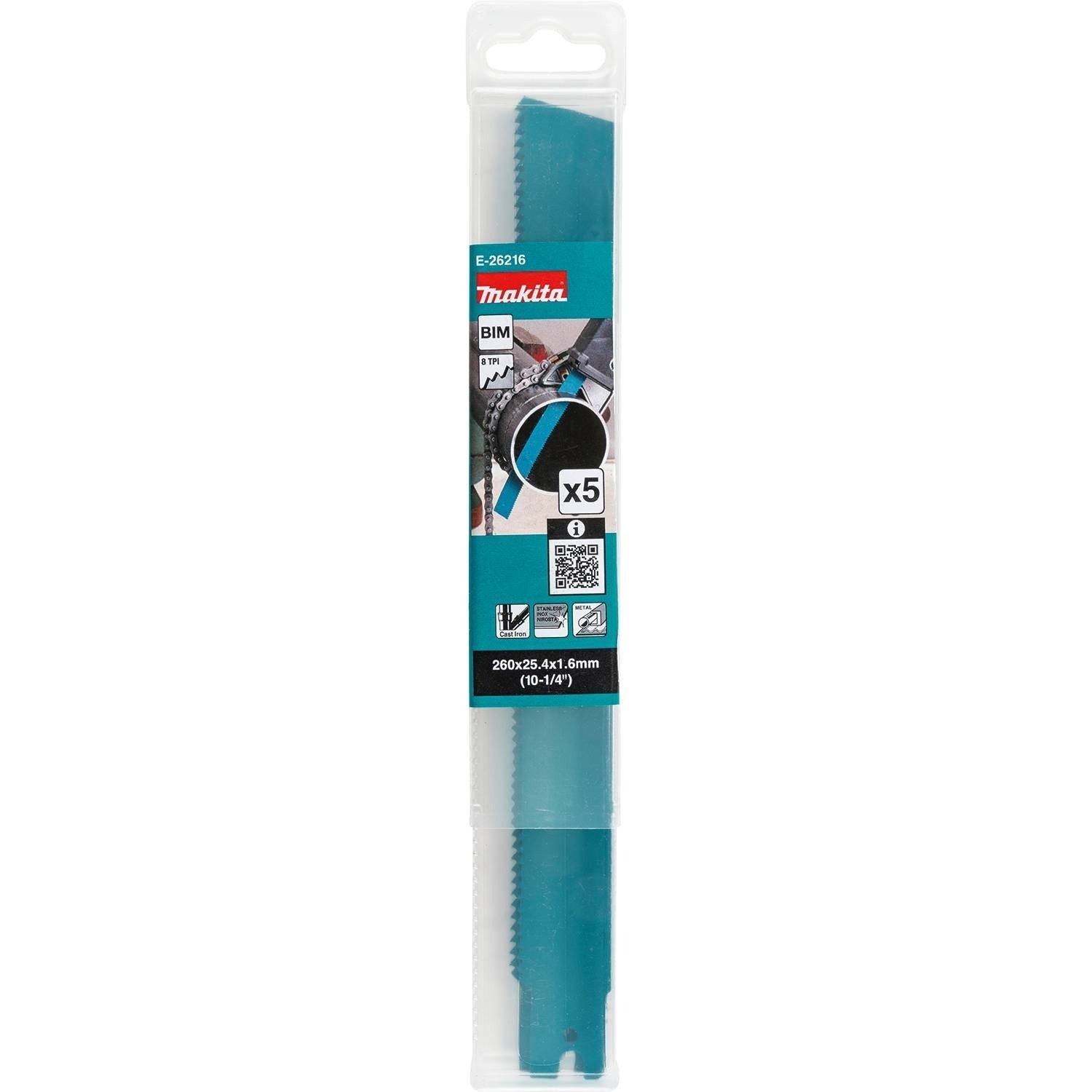 Makita E-26216 10-1/4-in. Metal Pipe Cutting Recipro Saw Blade, 8-TPI, 5-Pack, GRJ03