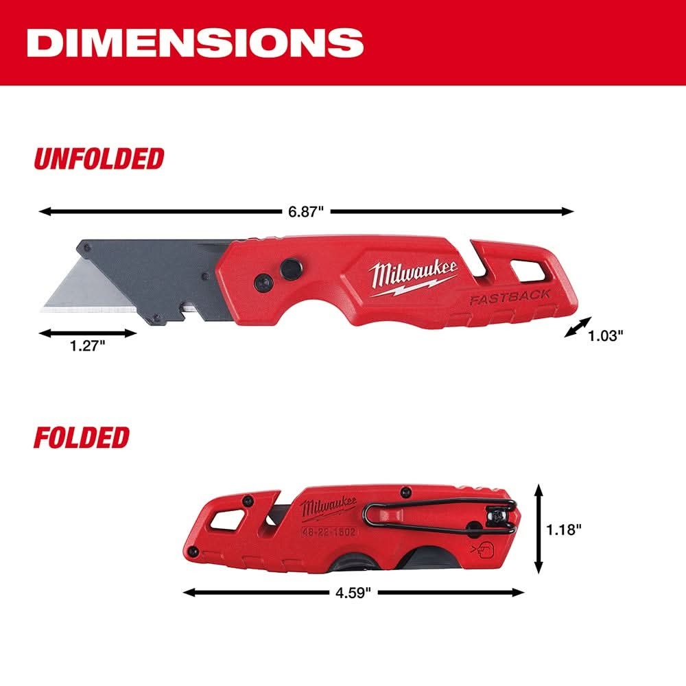 Milwaukee 48-22-1504 Fastback Folding Utility Knife And Blades Set