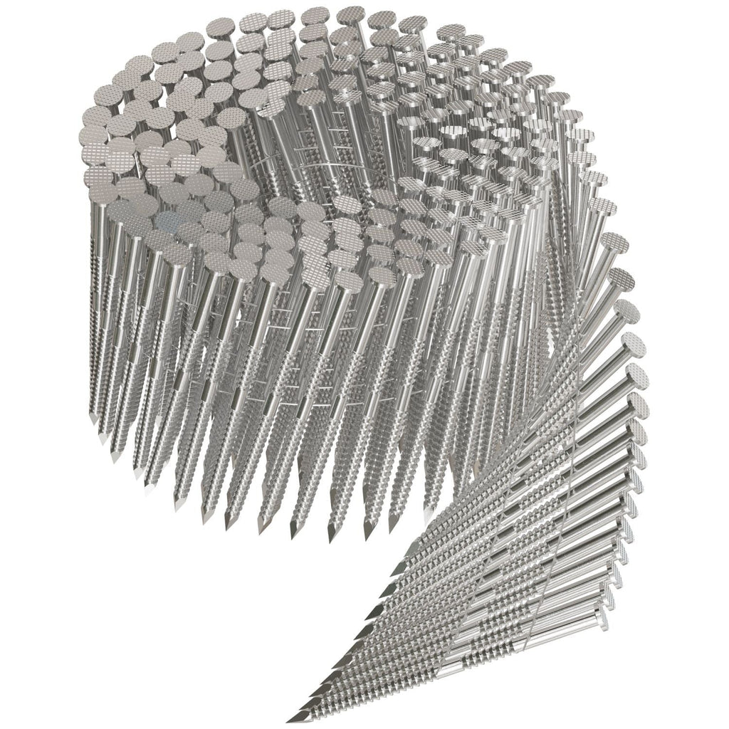 Simpson Strong-Tie T10A300PNJ 15° Wire Coil, Full Round Head, Ring-Shank Decking/Framing Nail, 3-in. x .131-in. Type 316, 1800-Pack
