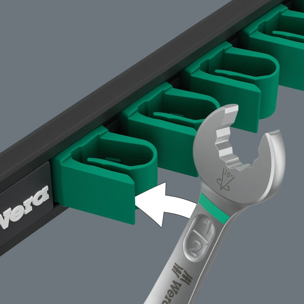 Wera 9642 Magnetic Rail 6003 Joker Imperial 1 Ring Spanner Set, 8-Pieces