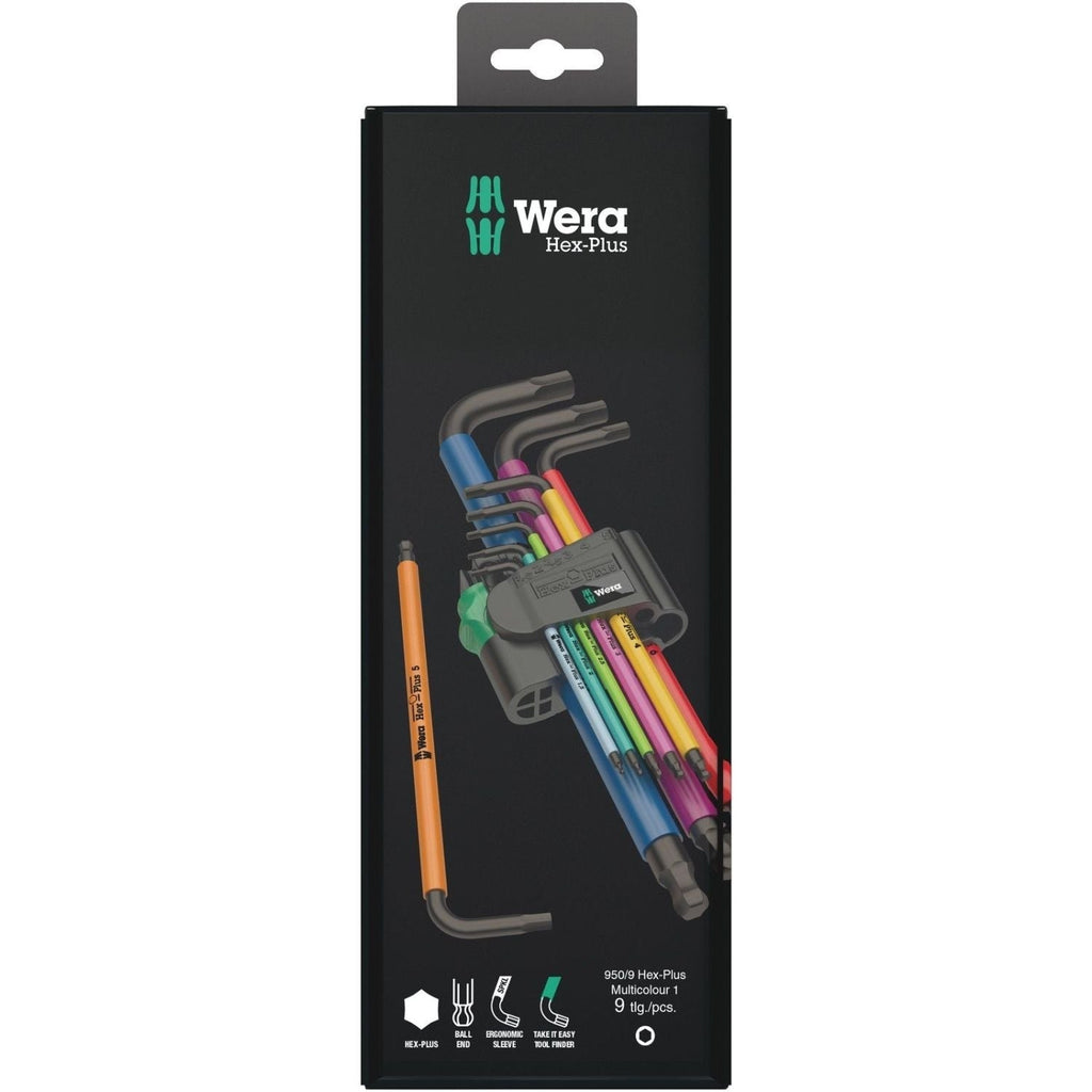 Wera 950/9 Hex-Plus Multicolour 1 SB L-Key Set, Metric, Blacklaser, 9-Pieces