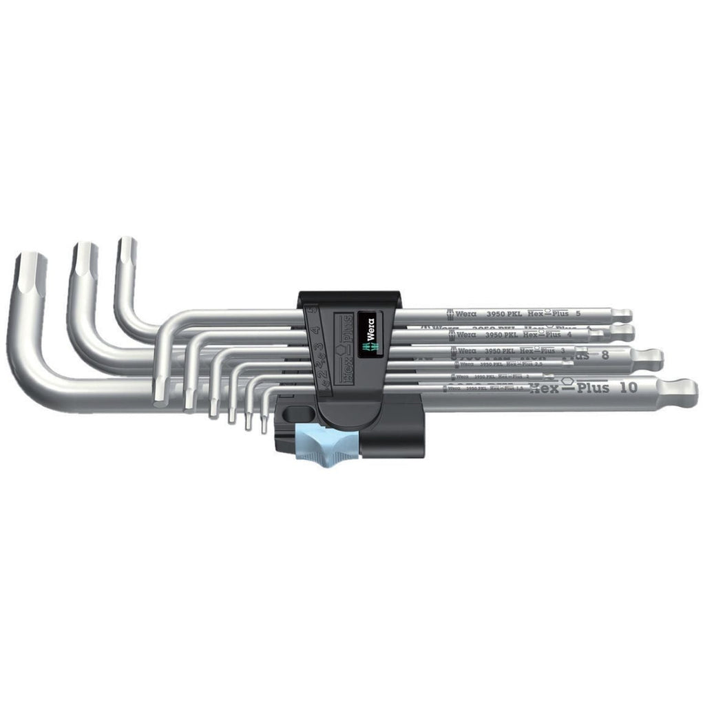 Wera 3950/9 Hex-Plus Stainless 1 SB L-Key Set, Metric, Stainless, 9-Pieces