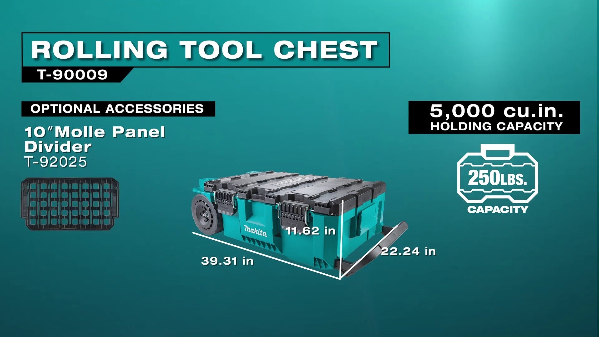 Makita T-90009 MAKTRAK Rolling Tool Chest with Molle 10-in. Panel Divider 2-Pk