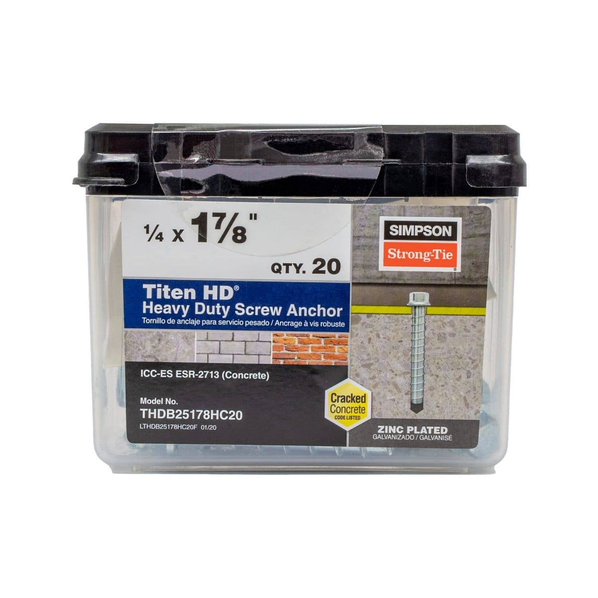 Simpson Strong-Tie THDB25178HC20 Titen HD 1/4-in. x 1-7/8-in. Heavy-Duty Screw Anchor, 20-Pack