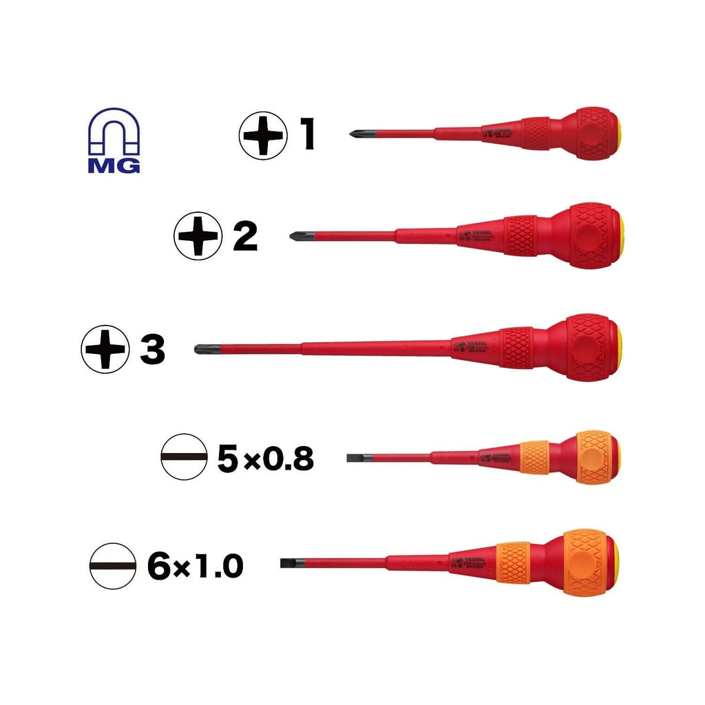 Vessel 2005PBU BALL GRIP Insulated Screwdriver 5-Piece Set