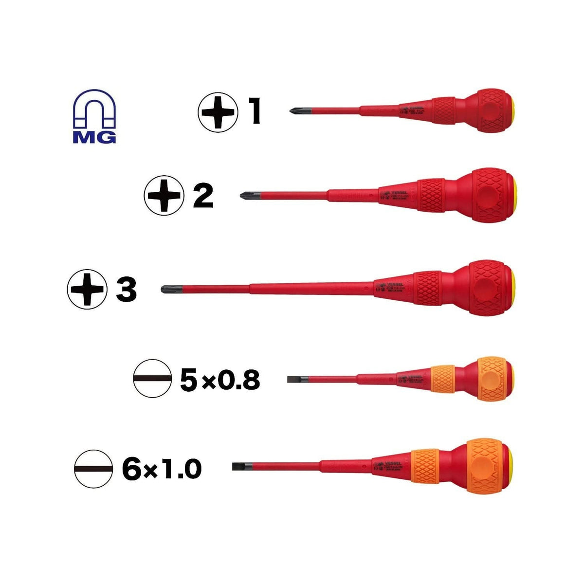 Vessel 2005PBU BALL GRIP Insulated Screwdriver 5-Piece Set