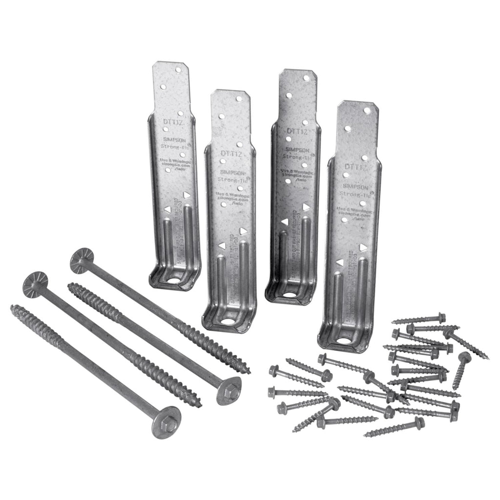 Simpson Strong-Tie DTT1Z-KT DTT1Z ZMAX Galvanized Deck Tension Tie Kit for 2x with Screws, 4-Pack