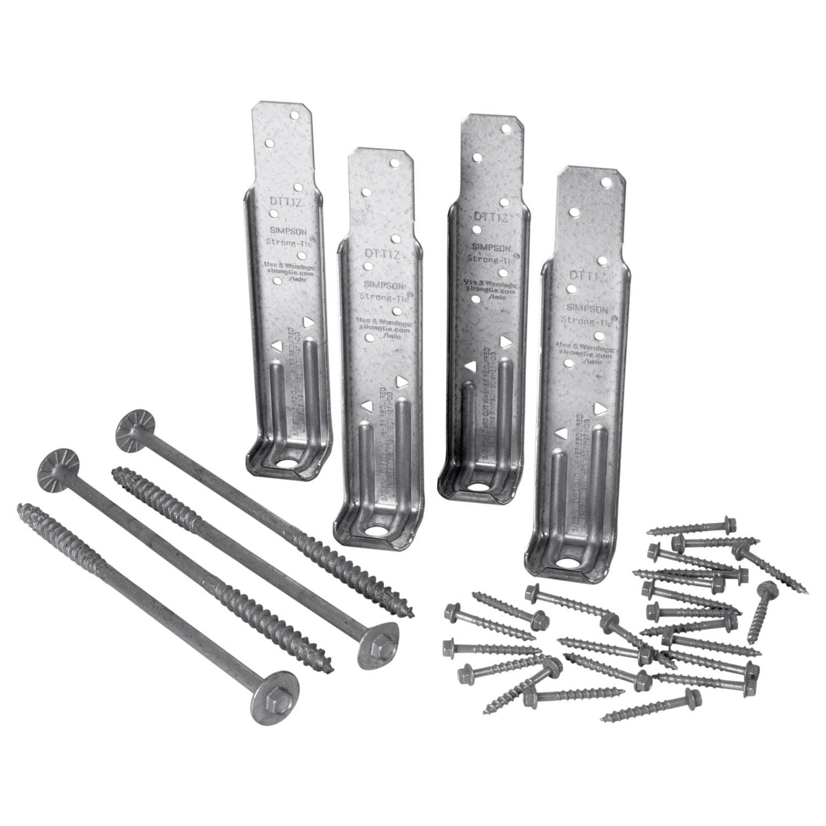 Simpson Strong-Tie DTT1Z-KT DTT1Z ZMAX Galvanized Deck Tension Tie Kit for 2x with Screws, 4-Pack