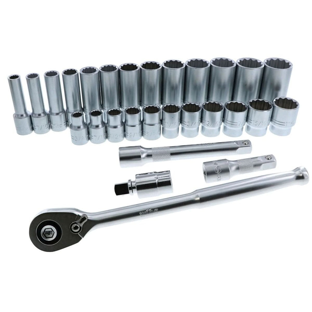 Wiha 33896 28-Piece 1/2" Drive SAE Professionial Standard & Deep Socket Set