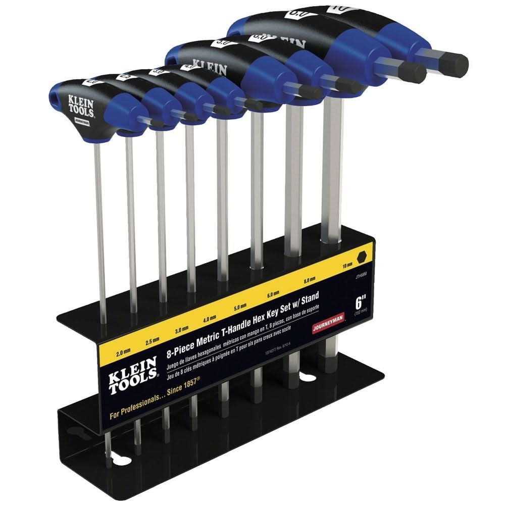 Klein Tools JTH98M Hex Key Set, Metric, Journeyman T-Handle, 9-Inch with Stand, 8-Piece
