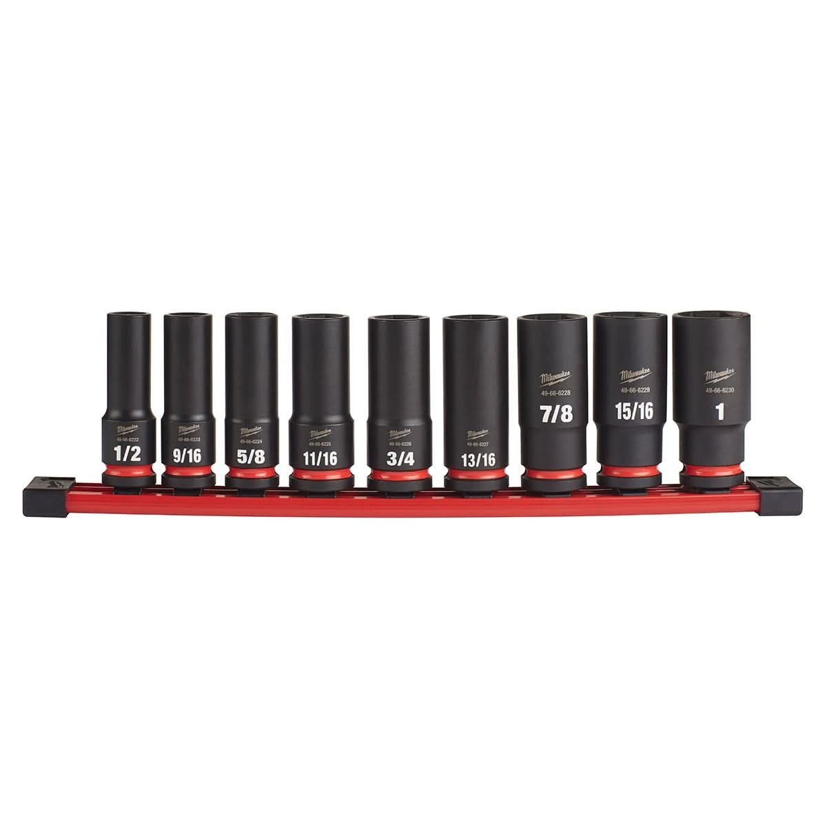 Milwaukee 49-66-7022 9-Piece SHOCKWAVE 1/2-Inch Drive SAE Deep 6-Point Impact Duty Socket Set