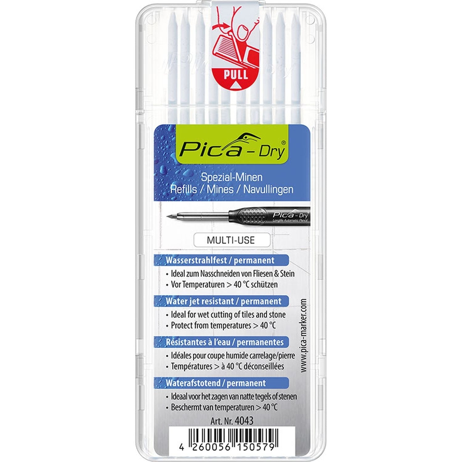 PICA 4043 Dry White Refill Leads, 10-Pack