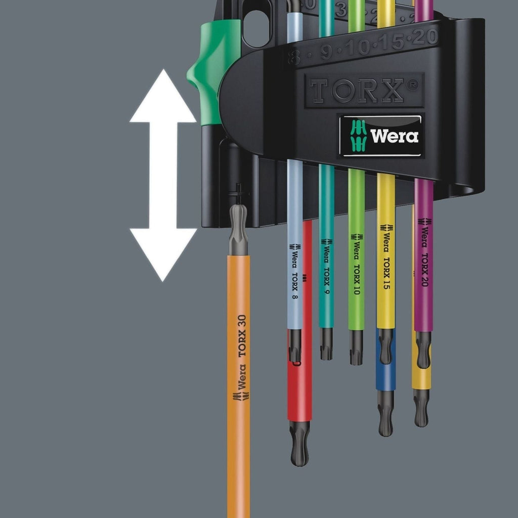 Wera 967/9 Torx Bo Multicolour 1 L-Key Set For Tamper-Proof Torx Screws, Blacklaser, 9-Pieces