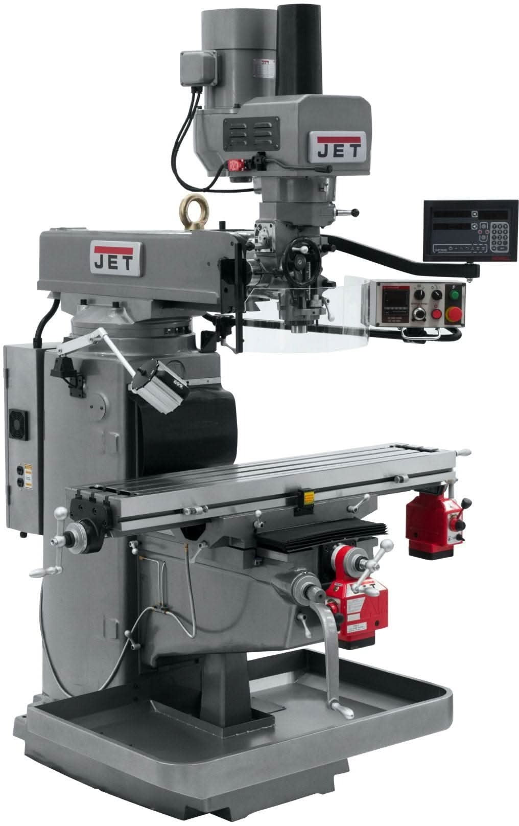 Jet Tools 690647 JTM-1050EVS2/230 Mill With 3-Axis Newall DP700 DRO (Quill) With X and Y-Axis Powerfeeds