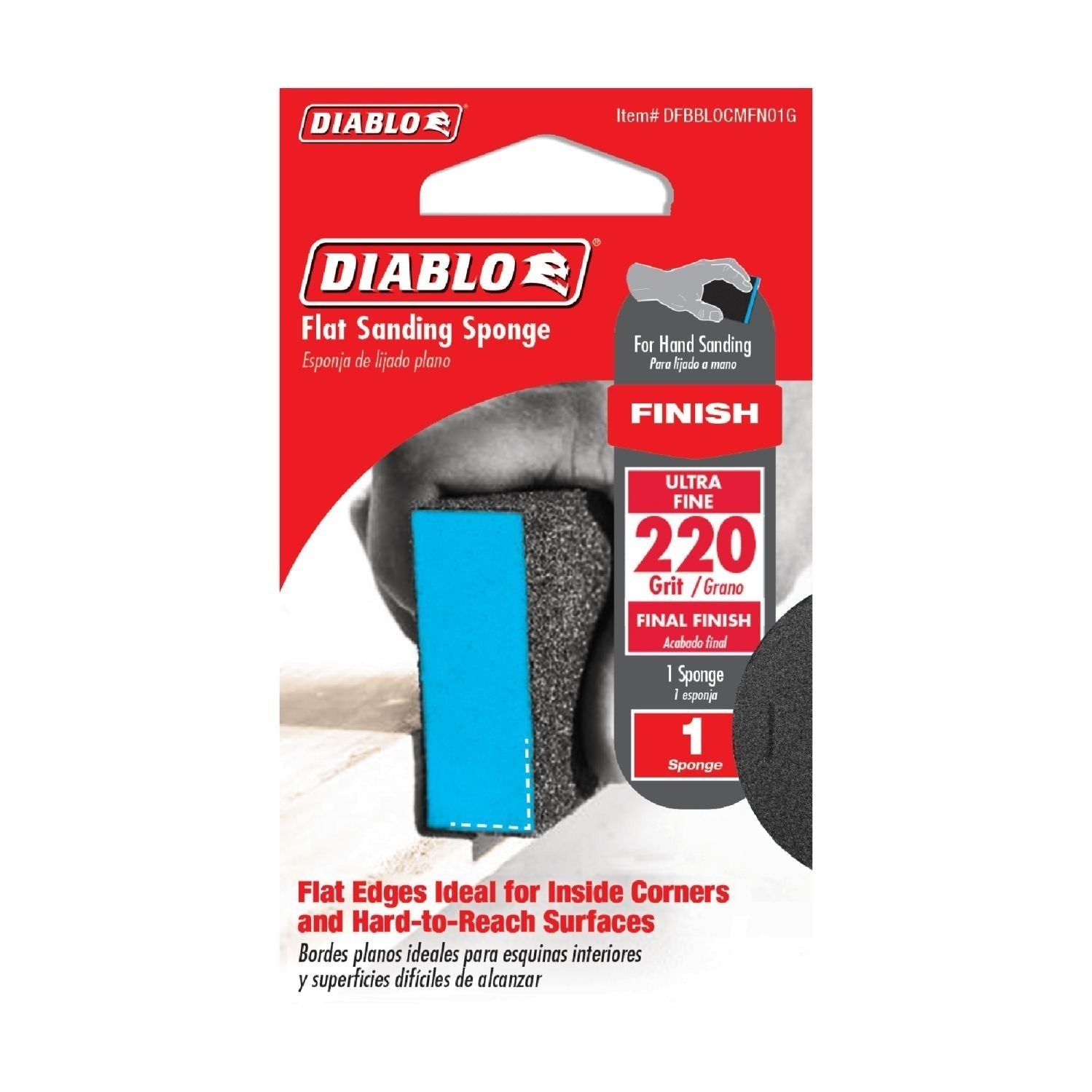 Diablo DFBBLOCMFN01G Flat 220-Grit (Ultra Fine) Sanding Sponge