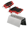 Wiha 54092 Soft Grip Dual Drive Ball End Hex T-Handle Metric Chrome Finish 8 Piece Set in Metal Stand