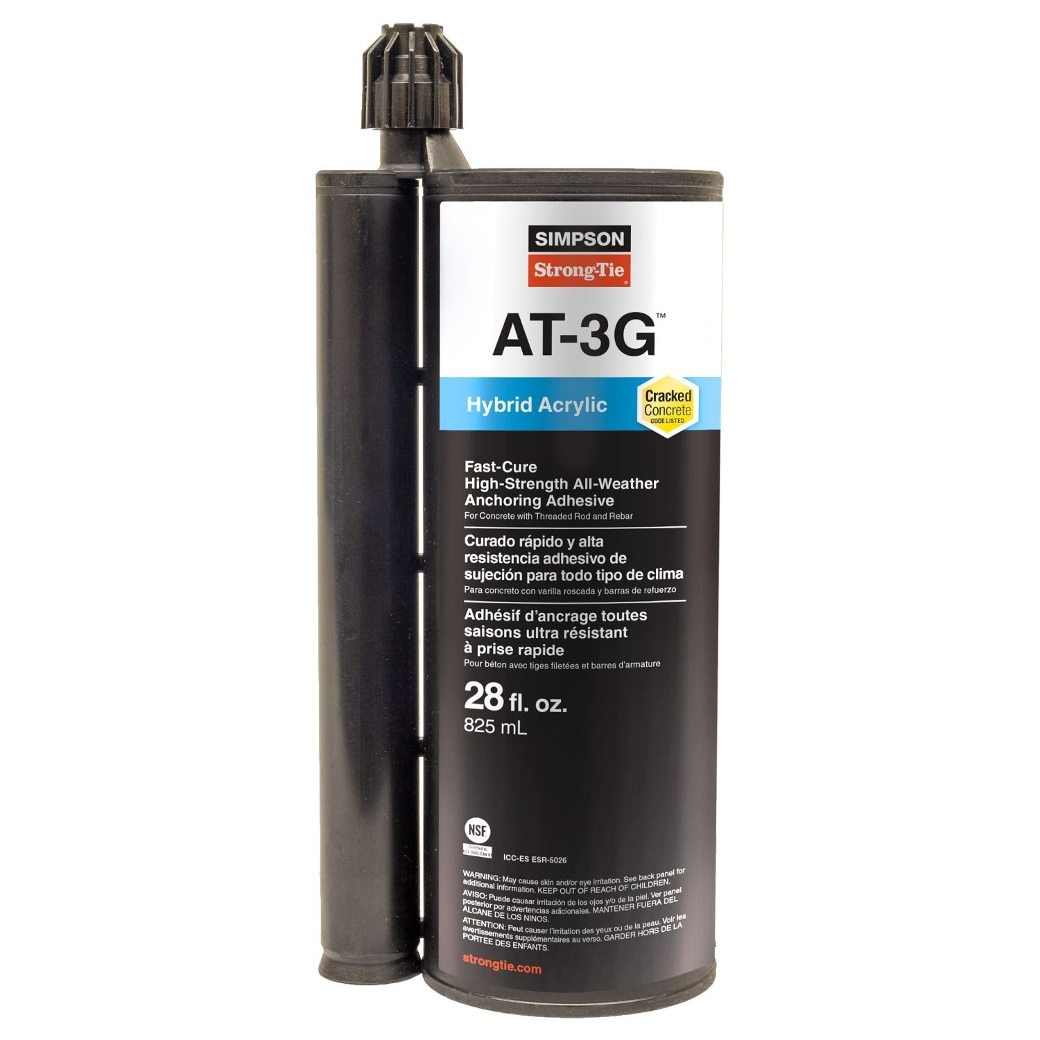 Simpson Strong-Tie AT3G30 AT-3G 28-oz. High-Strength Acrylic Anchoring Adhesive Cartridge w/ Nozzle