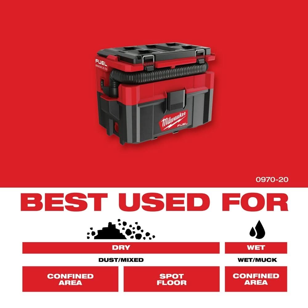 Milwaukee M18 FUEL PACKOUT 2.5 Gallon Wet/Dry HEPA Vacuum + PACKOUT Compact Tool Box