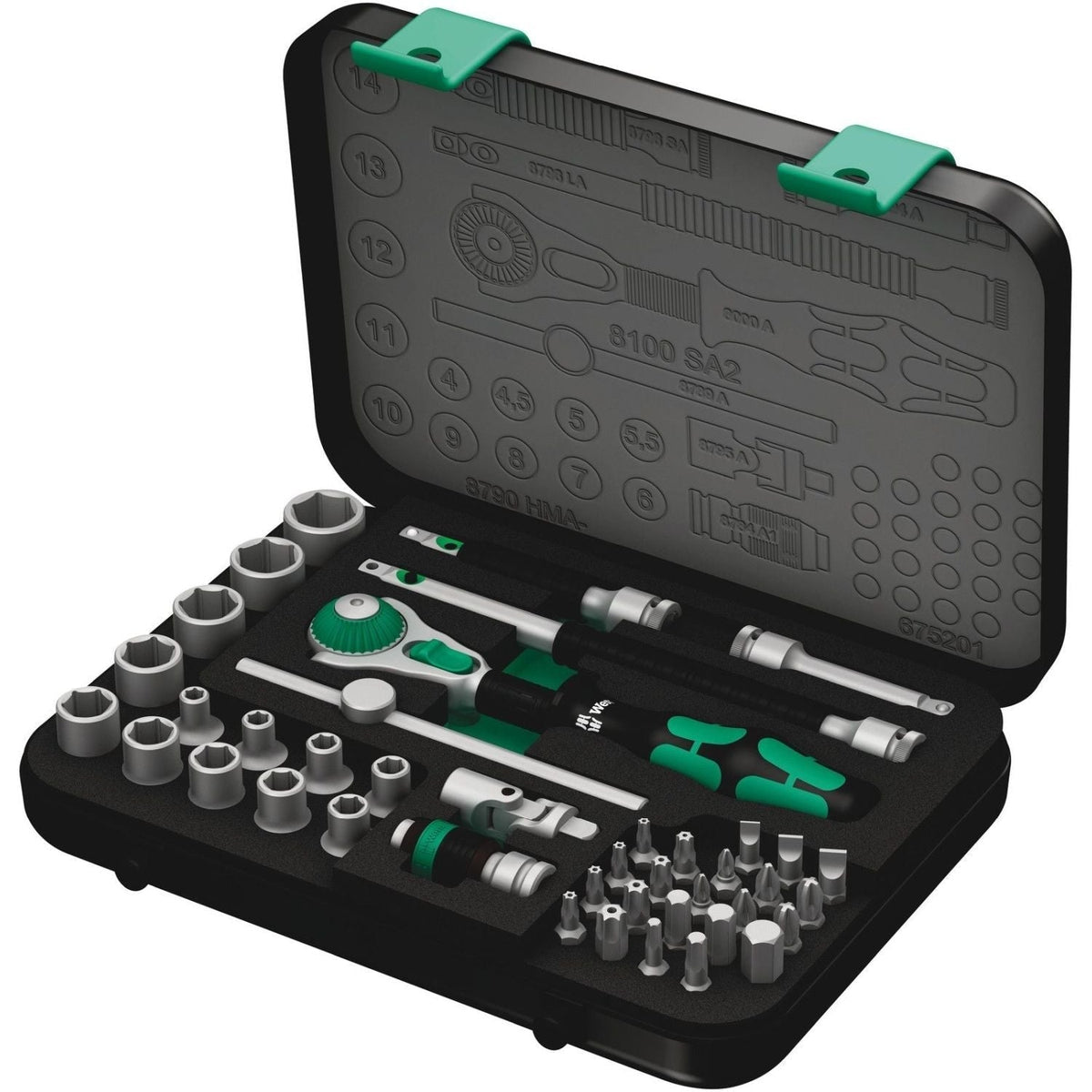 Wera 8100 Sa 2 Zyklop Speed Ratchet Set, 1/4-in. Drive, Metric, 42-Pieces