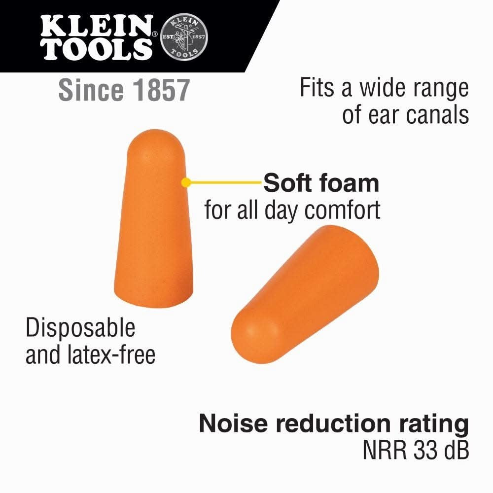 Klein Tools 6054050 Foam Earplugs, 50-Pair