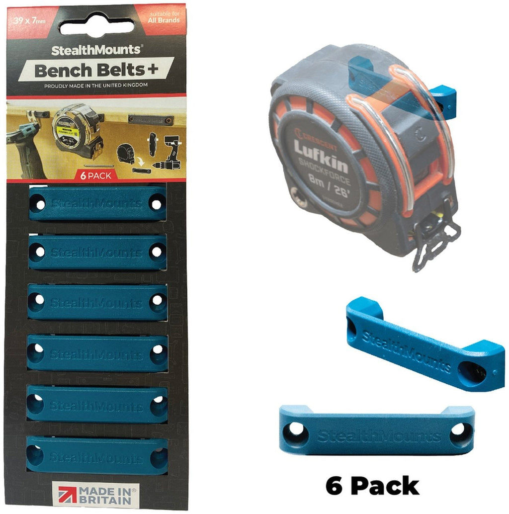 StealthMounts Bench Belt+ Mountable Tool Clips, 6-Pack