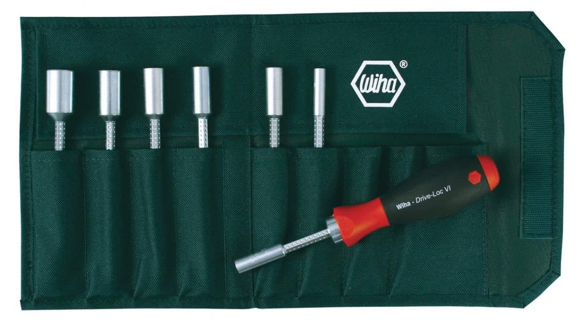 Wiha 28198 Drive-Loc VI Metric Nut Driver in Pouch 8 Piece Set