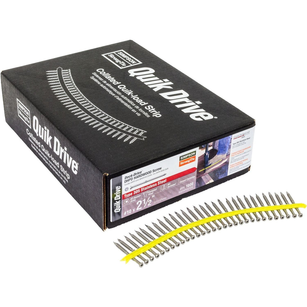 Simpson Strong-Tie SSDHPD212S Deck-Drive DHPD HARDWOOD Screw (Collated), #10 x 2-1/2-in. Type 305, 1000-Pack