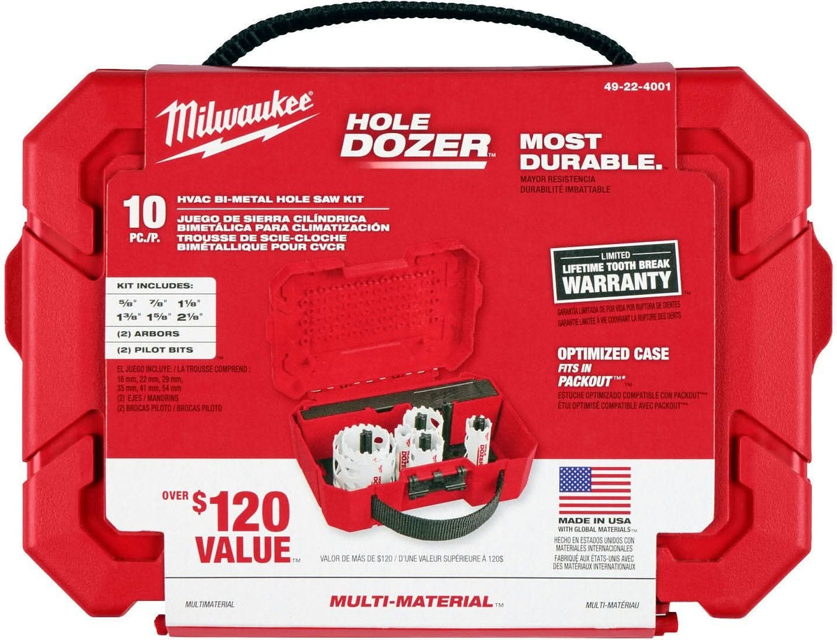 Milwaukee 49-22-4001 Milwaukee HVAC Hole Dozer Kit 10-Piece (Promo)