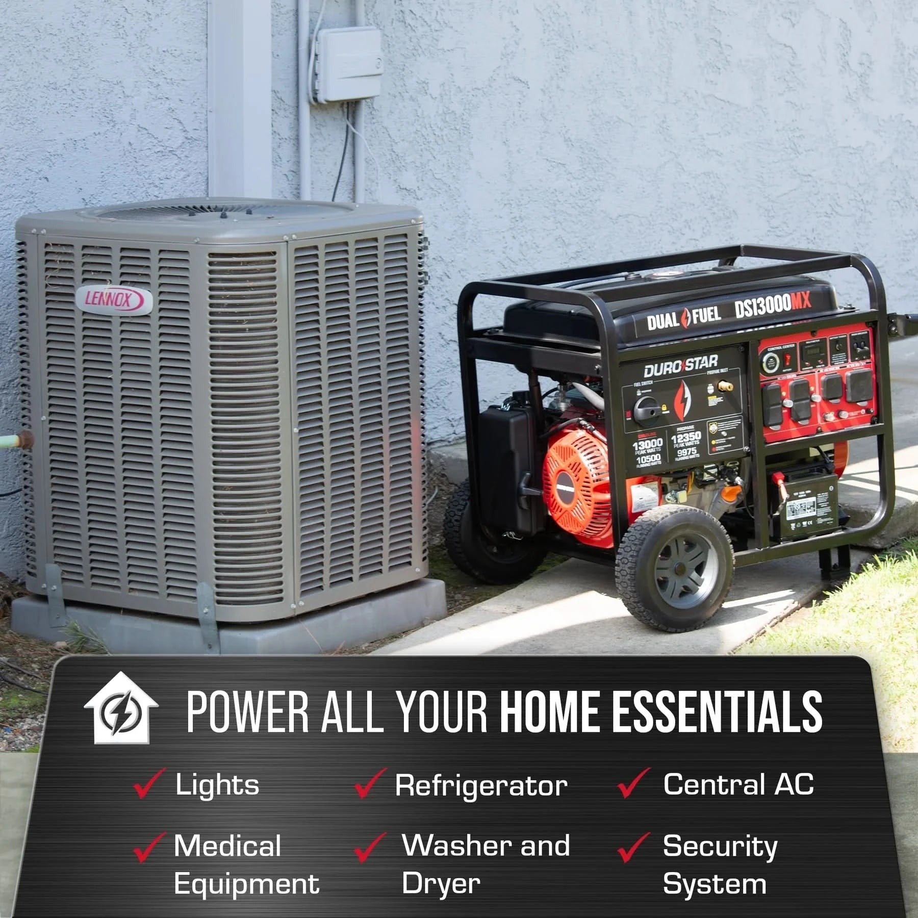 Duromax DS13000MX 13,000 Watt Dual Fuel Portable Generator w/ CO Alert