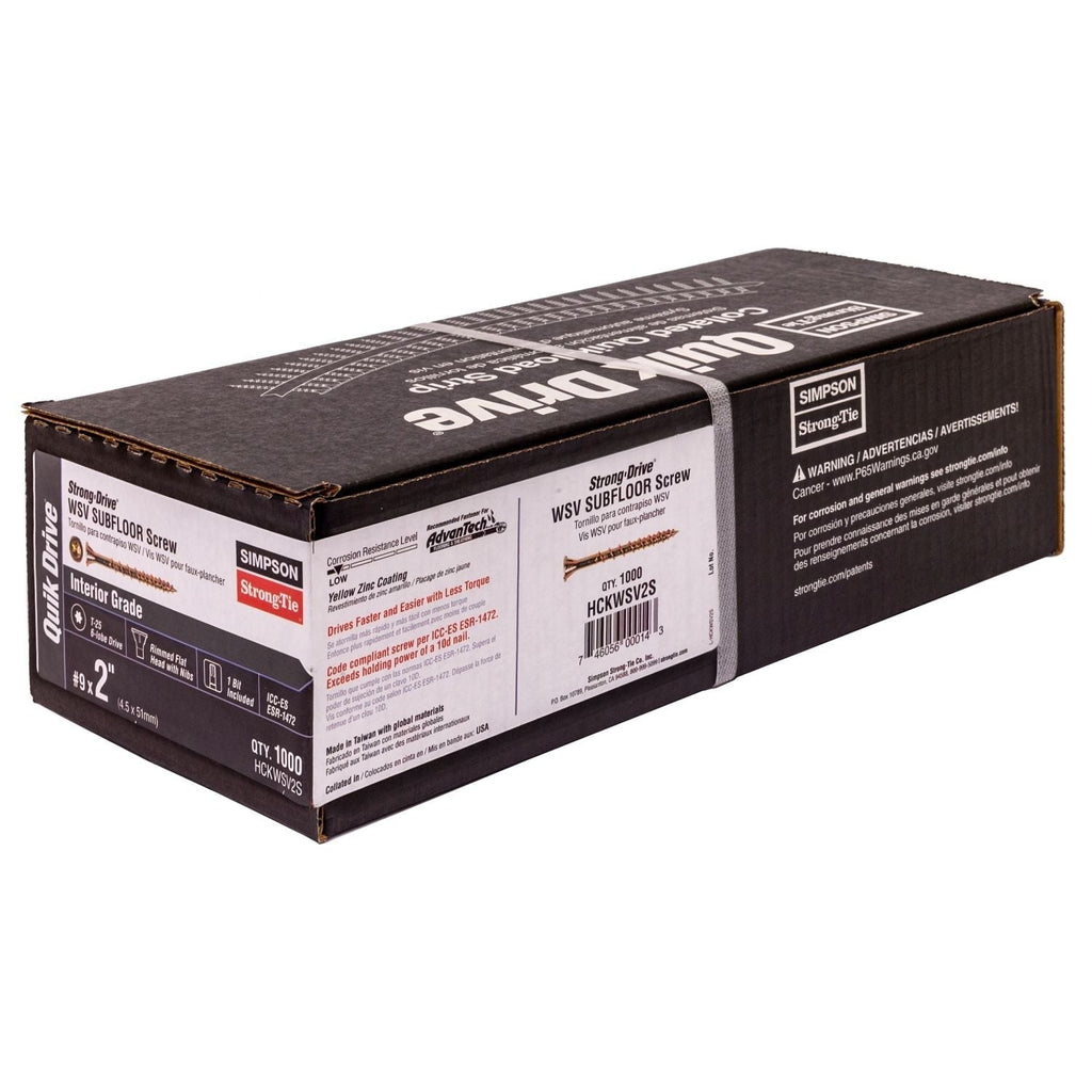 Simpson Strong-Tie Strong-Drive Subfloor Collated Screw, #9 x 2-in. T25, Yellow Zinc, 1000-Pack (HCKWSV2S)