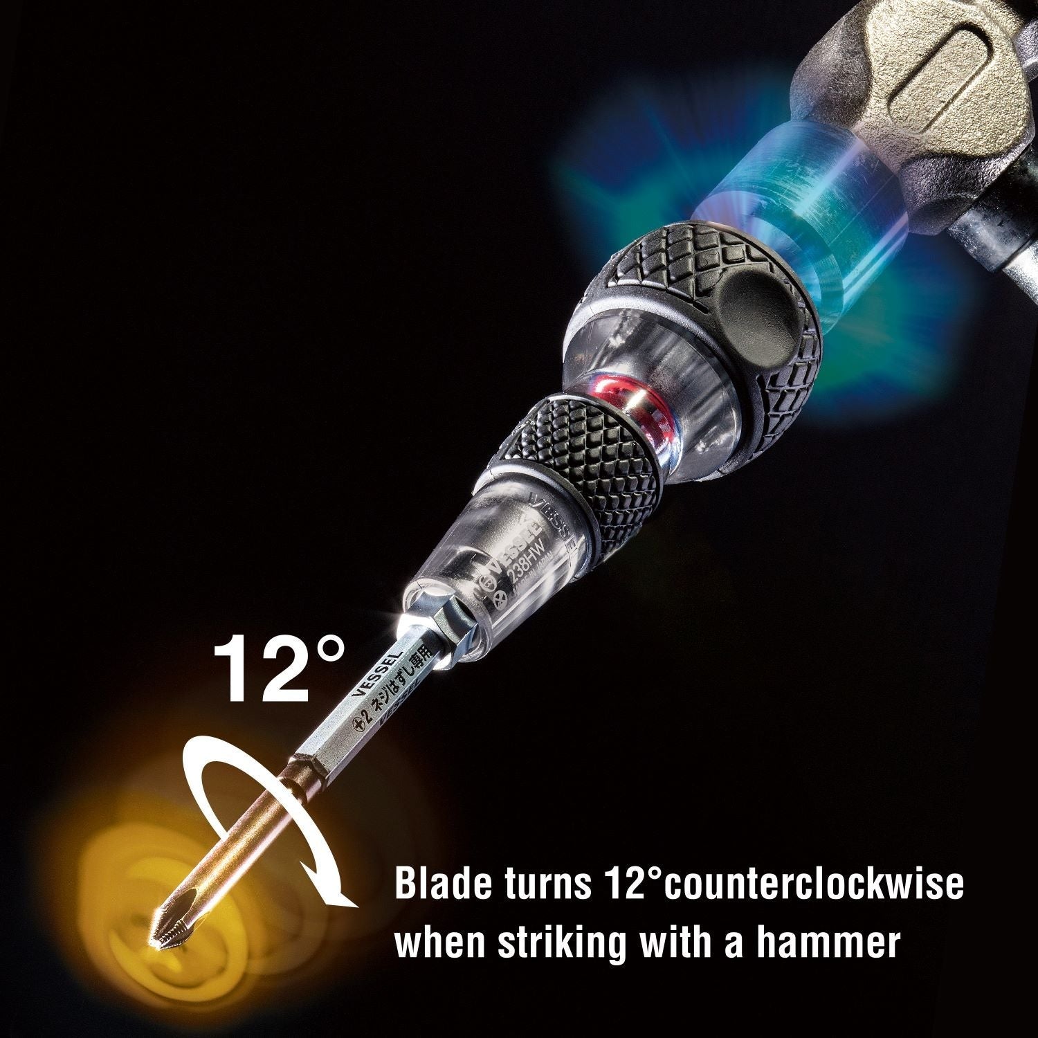 Vessel 238HWB7PU IMPACT & OUT Screwdriver & 7-Piece Bit Set