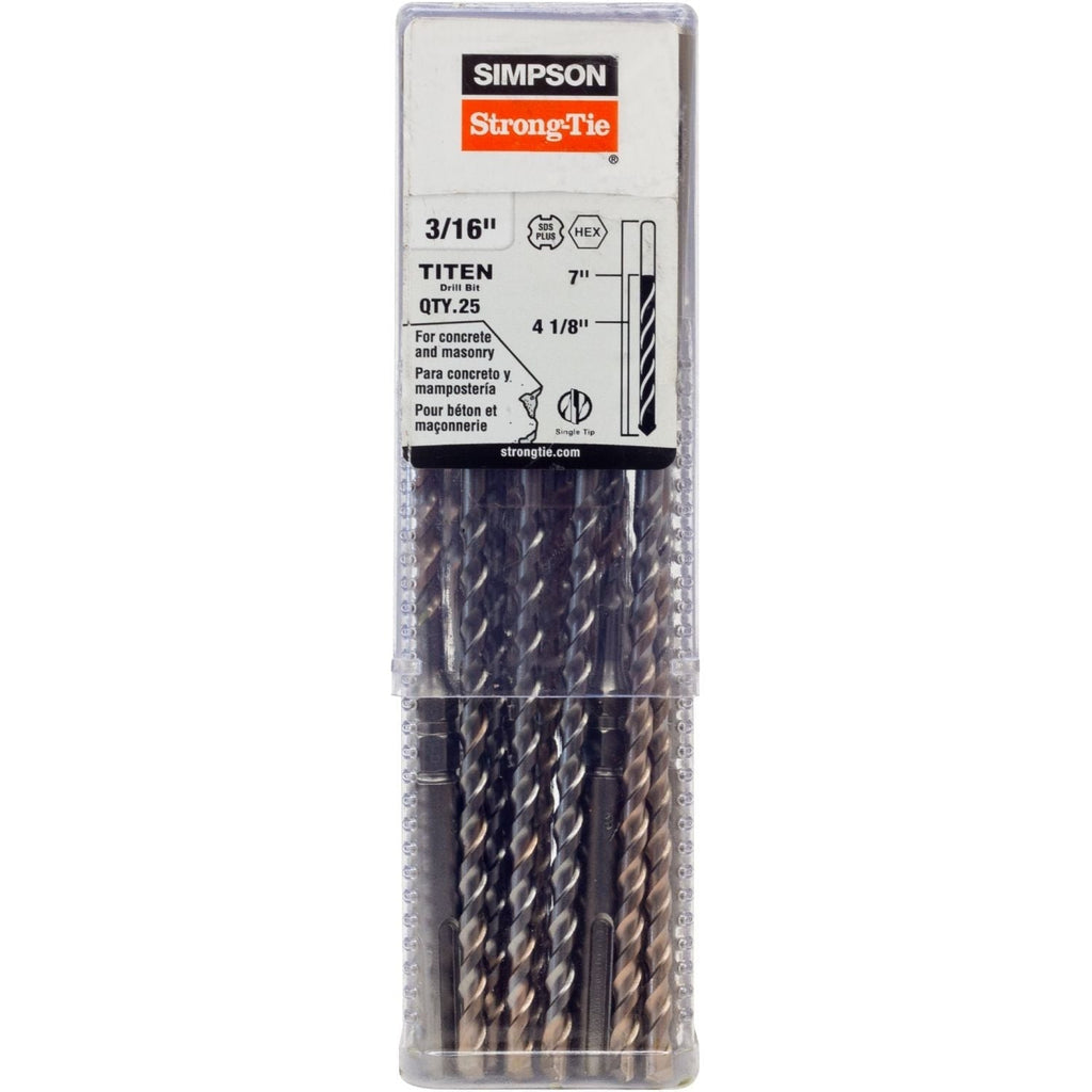 Simpson Strong-Tie MDPL01807H-R25 3/16-in. x 7-in. SDS-plus Titen Screw Drill Bit/Driver, 25-Pack