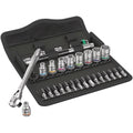 Wera 8100 Sa 11 Zyklop Metal Ratchet Set With Switch Lever, 1/4-in. Drive, Imperial, 28-Pieces