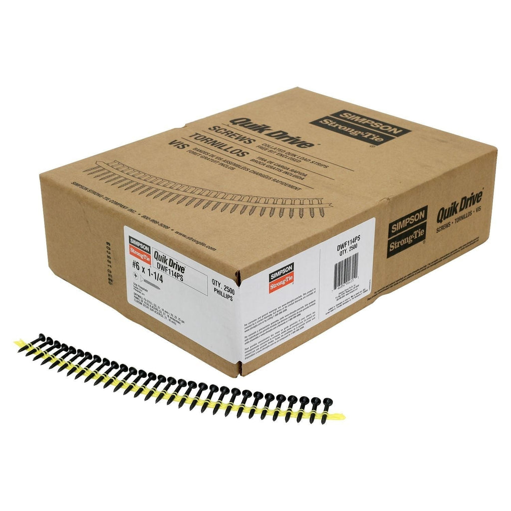 Simpson Strong-Tie DWF114PS DWF Drywall-to-CFS Screw (Collated), #6 x 1-1/4-in. #2 Phillips Bugle Head, 2500-Pack