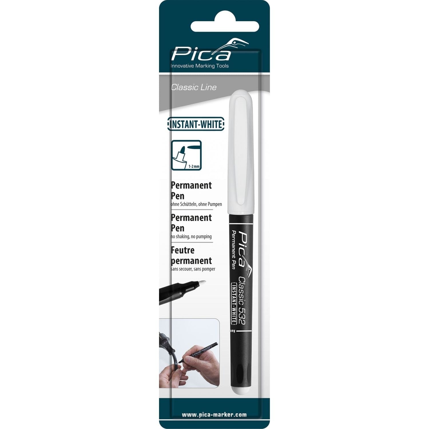 Pica 532/52/SB Permanent Marker Instant White, 1-Pack
