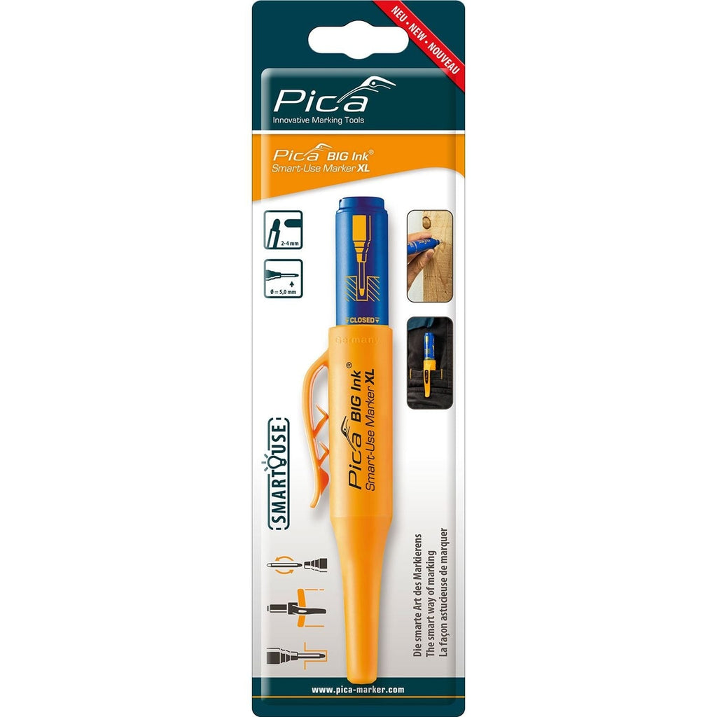 Pica 170/41/SB Blue Ink Marker For Deep Hole w/ Quiver Holder, 1-Pack