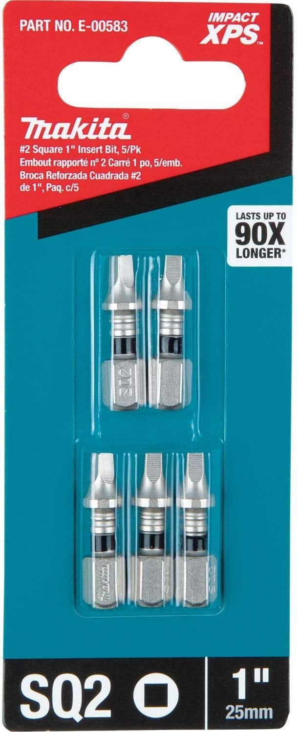 Makita E-00583 Impact XPS #2 Square 1" Insert Bit, 5/pk