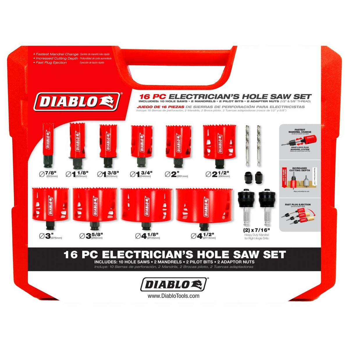 Diablo DHS16SEL Bi-Metal 16-Piece Hole Saw Set for Electricians