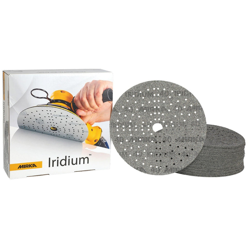 Mirka Iridium 8-in. 40 Grit Grip Sanding Disc, 133 Holes (24-8MH-040)